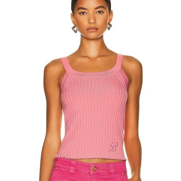 Blumarine Twin Knit Long Sleeve Sweater Tank Set in Bubblegum Pink Wool cardigan